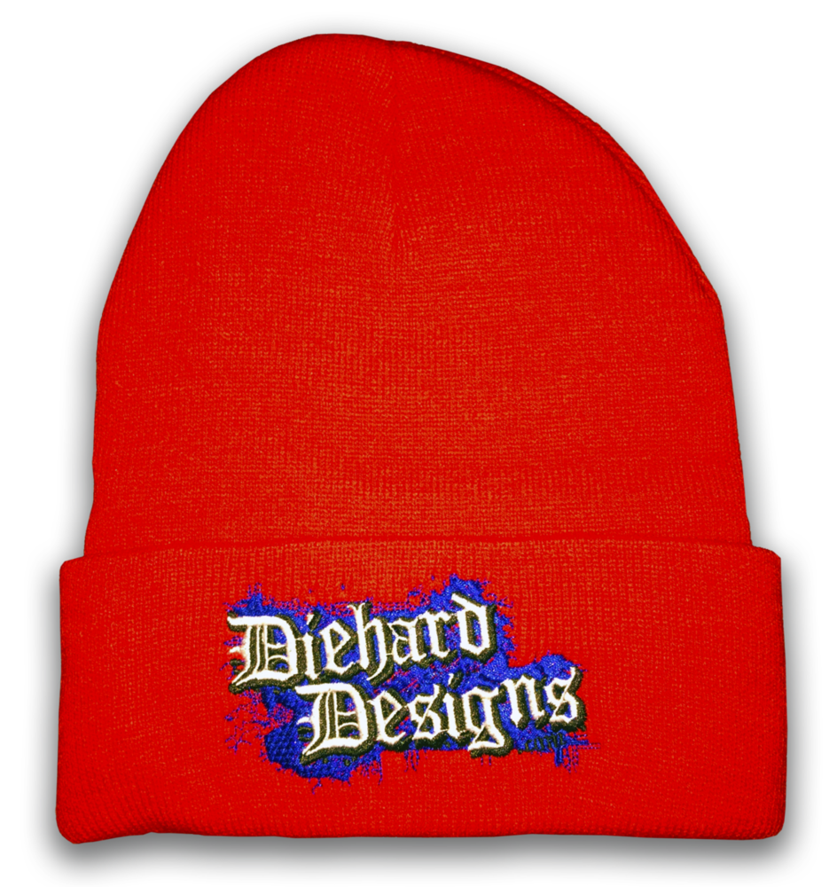 Diehard Designs™ Old English Embroidered Cuffed Knit Beanie