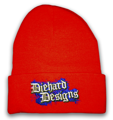 Diehard Designs™ Old English Embroidered Cuffed Knit Beanie