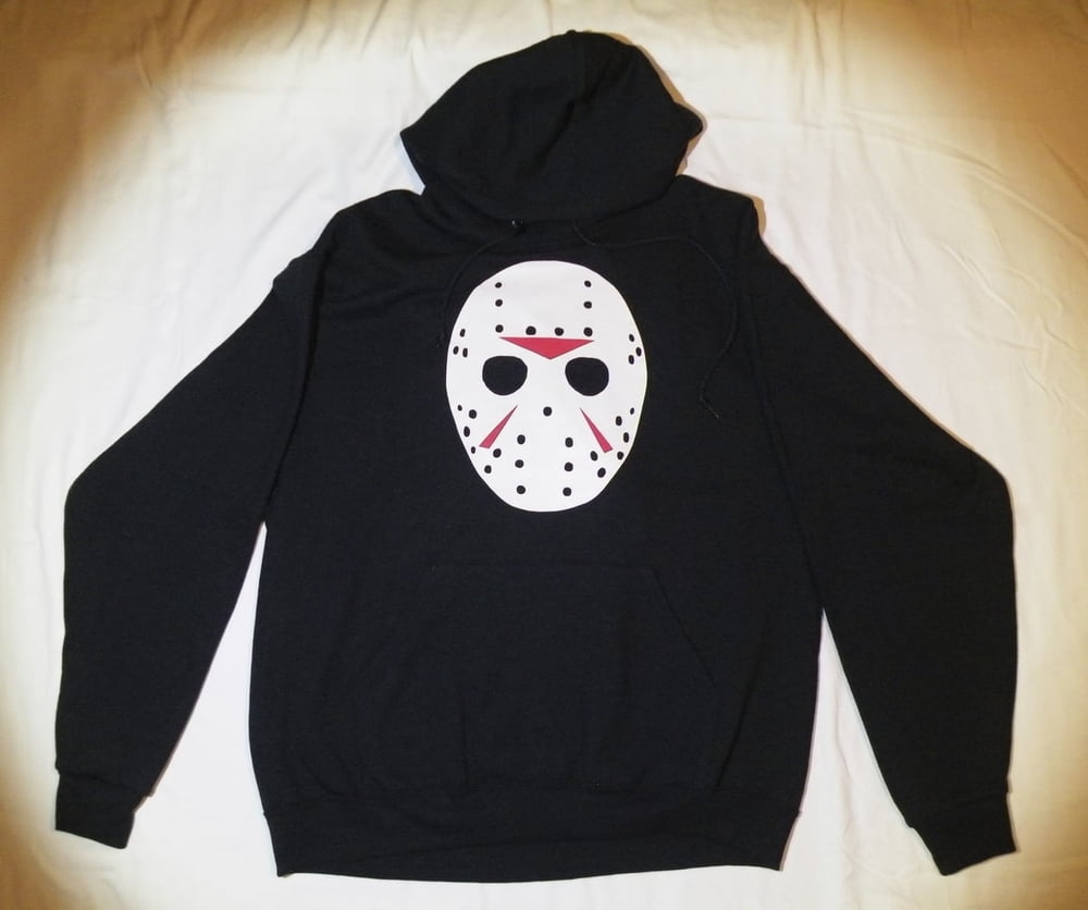 *Glow-In-The-Dark* Friday The 13th "JASON MASK" 100% Cotton (Grown In The U.S.A.) Pullover Hoodie