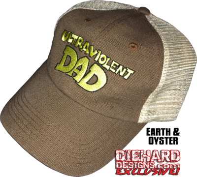 Insane Lane™ "ULTRA VIOLENT DAD" Embroidered Hemp Washed Soft Mesh Trucker Hat