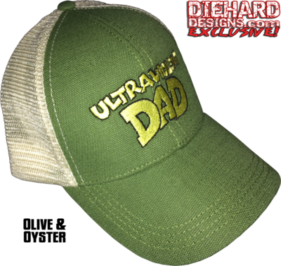 Insane Lane™ "ULTRA VIOLENT DAD" Embroidered Hemp & Recycled Polyester Mesh Eco Trucker Hat