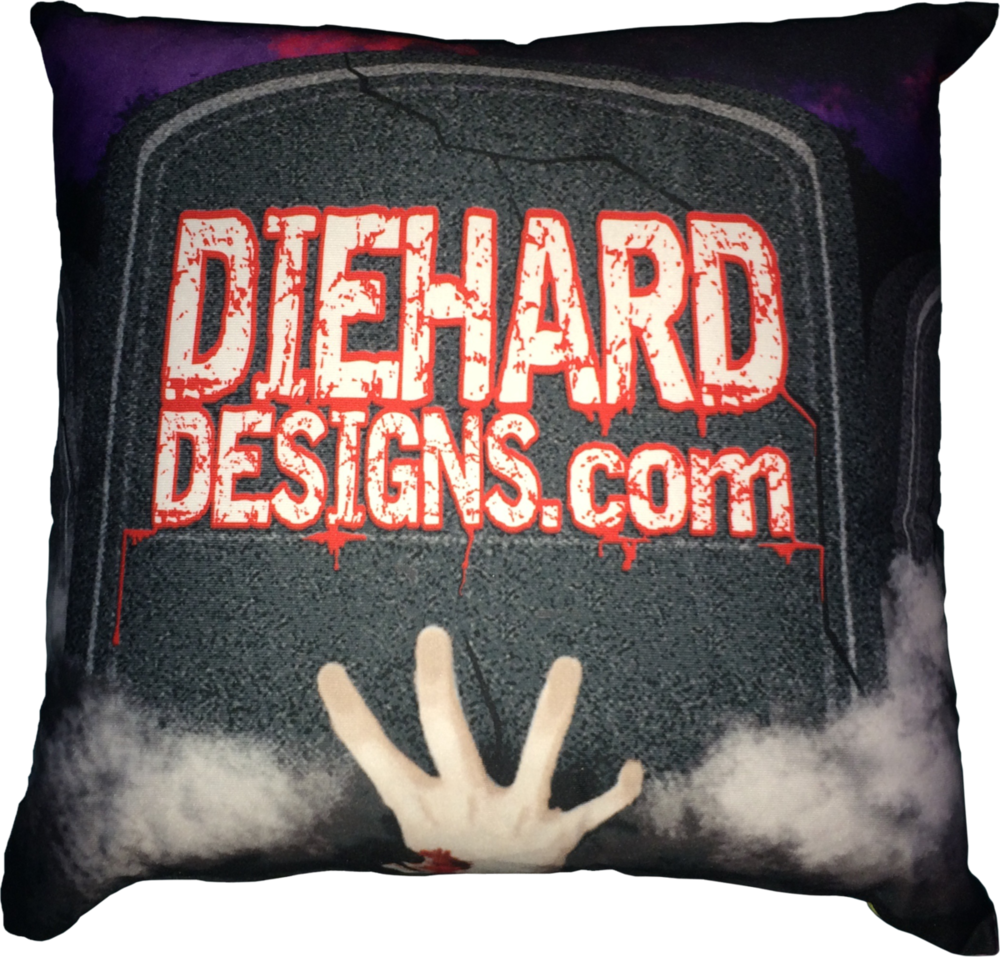 Diehard Designs Tombstone Logo - Full Color Double Sided 16" x 16" Pillow