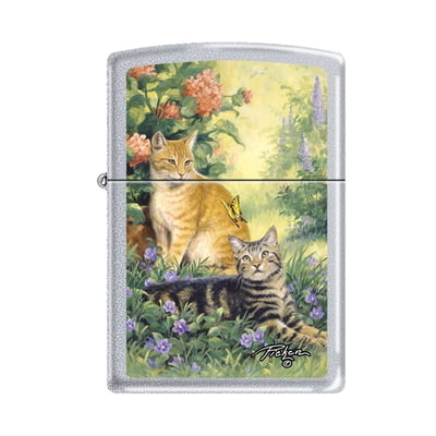 Zippos Pickin's Purrfect Cats - Satin Chrome Finish - Zippo Lighter