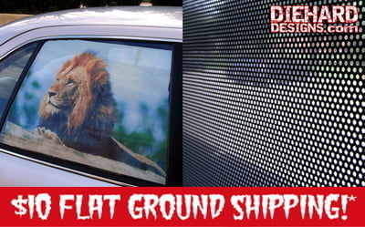 Custom Full Color One-Way Perforated Adhesive Window Graphics + $10 FLAT GROUND SHIPPING!*